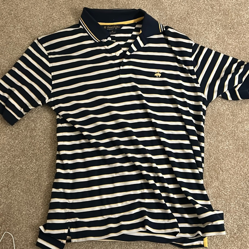 Blue white and yellow striped Brooks Brothers Polo
